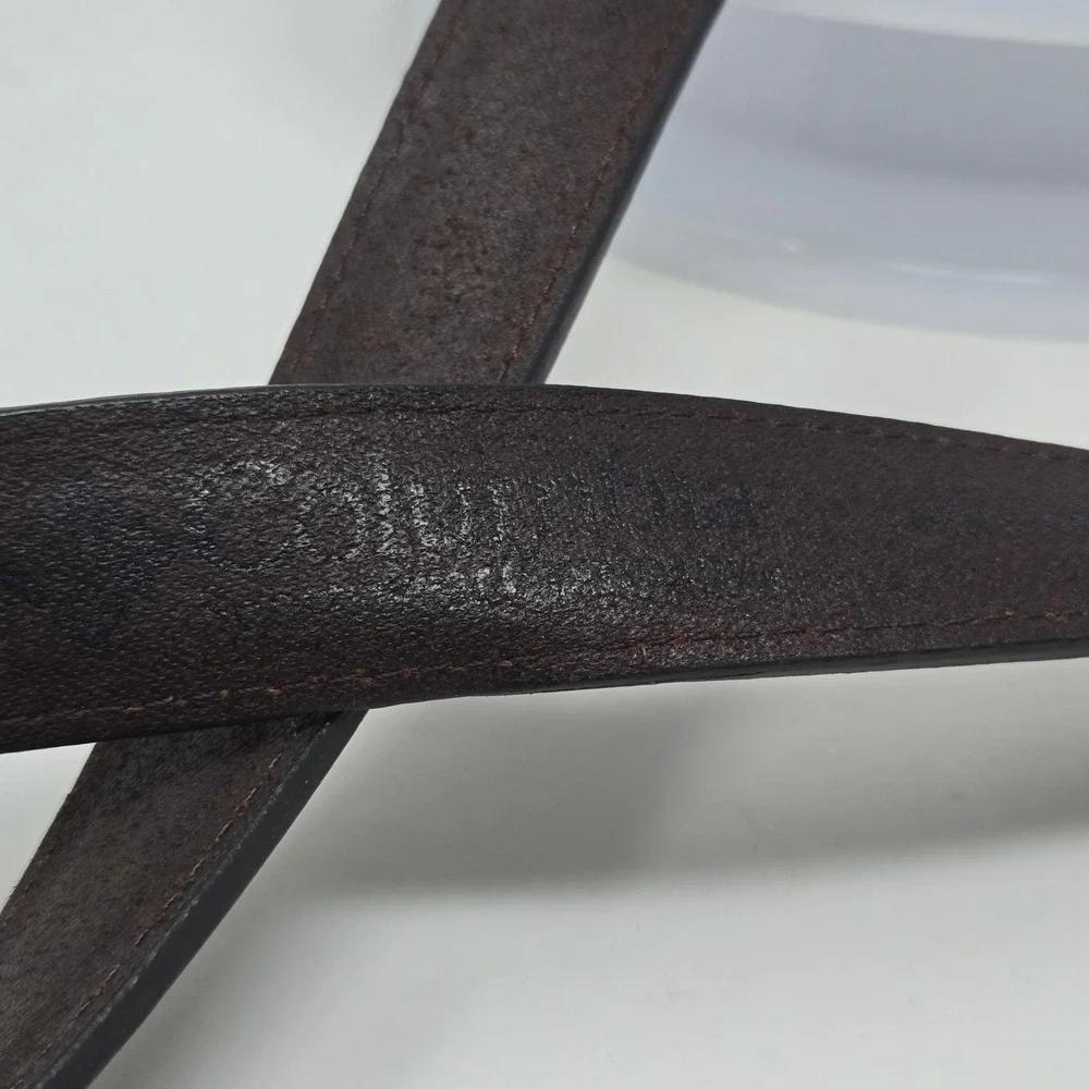 Columbia Mens‎ Brown Leather Suede Inlay Belt Silver Buckle Size 44 11COL0216